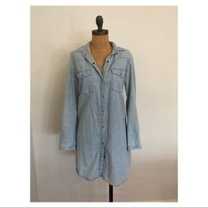 Maison Scotch Chambray Embroidered Shirt Dress 1
